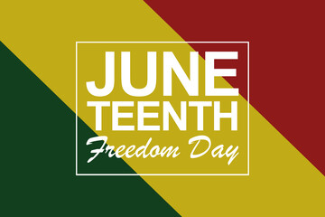 Juneteenth Freedom Day. African-American Independence Day. Vector yellow abstract banner with flag...
