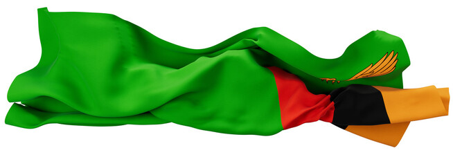 Lush Greenery and Rich Colors of the Zambian Flag Billowing in the Breeze