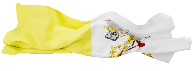 Solemn Elegance of the Vatican Flag with Papal Symbols Adrift on Silken Waves