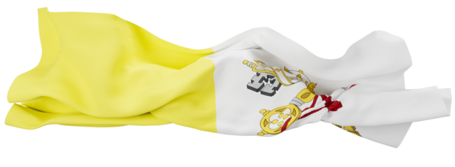 Solemn Elegance of the Vatican Flag with Papal Symbols Adrift on Silken Waves