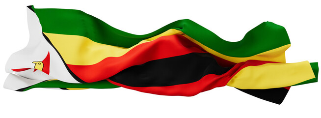 Vivid Flutter of the Zimbabwean Flag with Iconic Bird and Red Star