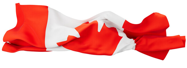 Majestic Flow of the Canadian Flag with Iconic Maple Leaf Aflutter