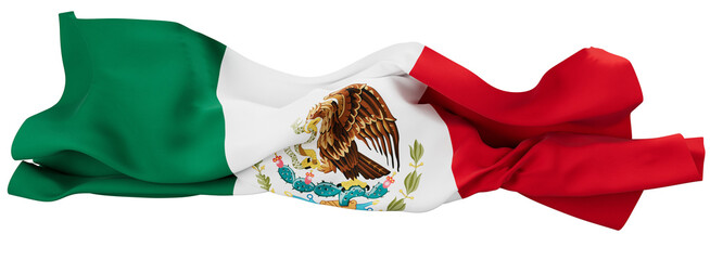 The Mexican Flag Waves Proudly, Eagle and Cactus Emblem Centered with Honor