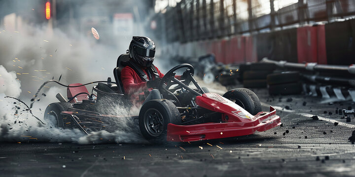 A go-kart racer lost control and had an accident.