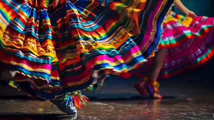 swirling colorful skirts in lively traditional mexican folk dance vibrant motion capture