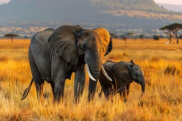 An African Elephant (Loxodonta africana) Gracefully Walks, Swinging Its Trunk Amidst the Serene Beauty of Chobe National Park, Botswana