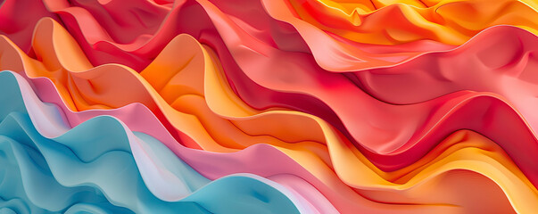 abstract background with colorful waves of different shades and shapes - obrazy, fototapety, plakaty