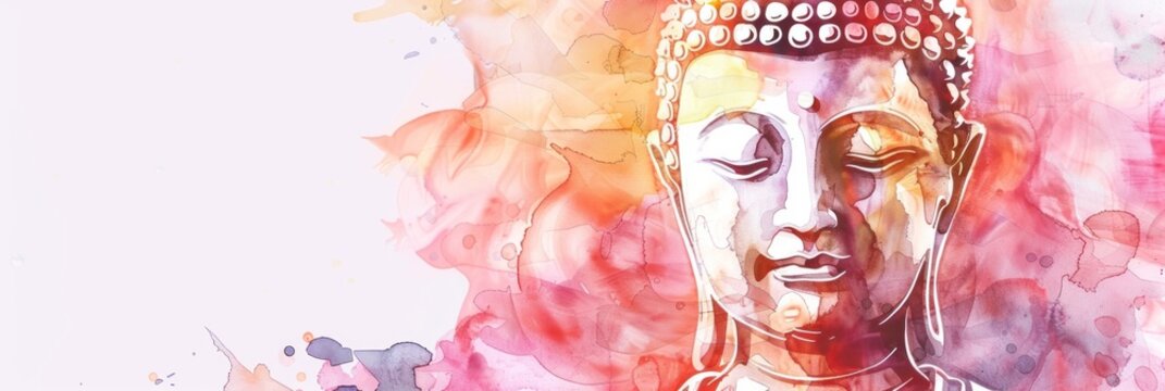 buddha watercolor hand painted vector. wesak day. copy space for text