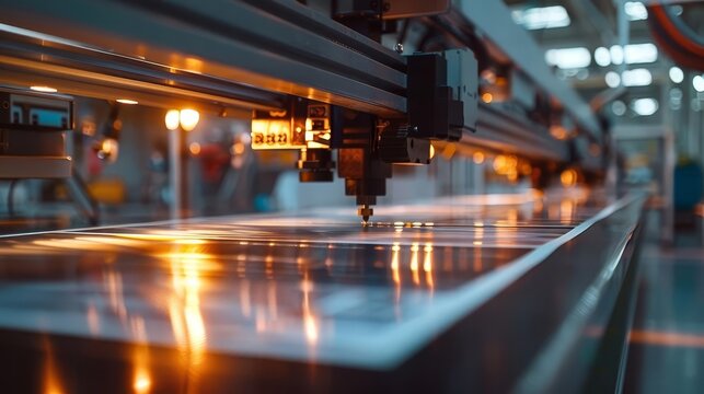 large format digital inkjet printer in action wide printing machine during production industrial printing technology