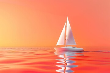 A sailboat is floating on a calm body of water with a beautiful colorful
