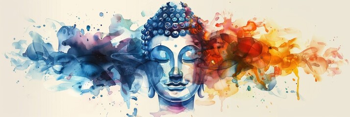 buddha watercolor hand painted vector. wesak day. copy space for text