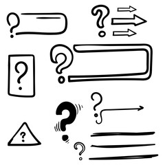 Question vector icon in doodle style. Symbol in simple design. Cartoon object hand drawn isolated on white background.