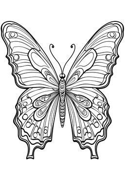 Butterfly Coloring Page, Butterfly Line Art coloring page, Butterfly Outline Illustration For Coloring Page, Animals Coloring Page, Butterfly Coloring Pages and Book, AI Generative