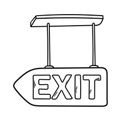 Exit sign vector icon in doodle style. Symbol in simple design. Cartoon object hand drawn isolated on white background.