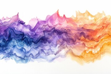 Colorful abstract painting with blue, purple, pink and orange waves