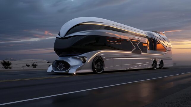 sleek and futuristic recreational vehicle rv with aerodynamic design for luxury travel