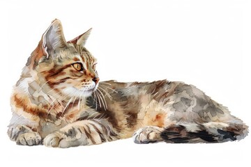 European Shorthair watercolor, isolated on white background.