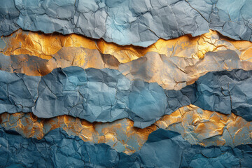 Abstract blue and gold wave background with texture. Creaated with Ai