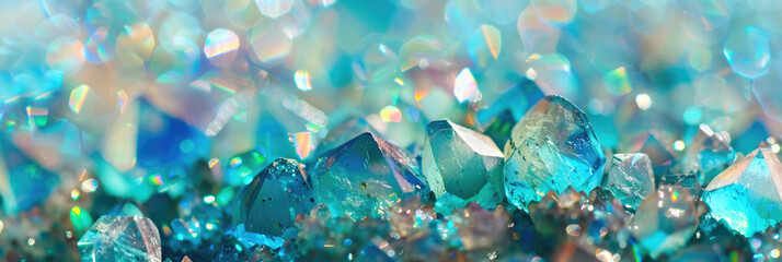 Background with abstract blue and green crystals