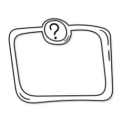 Frame box with question mark in doodle style. Symbol in simple design. Cartoon object hand drawn isolated on white background.