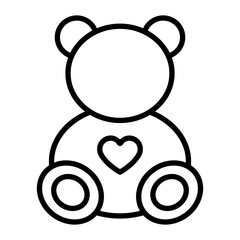 Teddy Bear Vector Line Icon