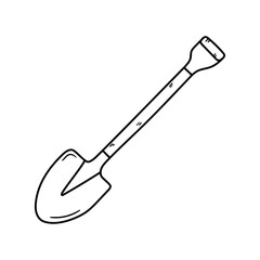 Shovel vector icon in doodle style. Symbol in simple design. Cartoon object hand drawn isolated on white background.