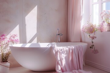 Ethereal Pink Winter Retreat, Luxe Rustic Bathroom