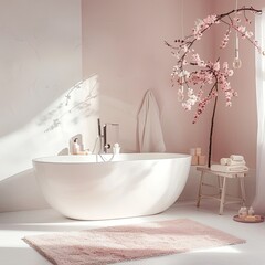 Ethereal Pink Winter Retreat, Luxe Rustic Bathroom