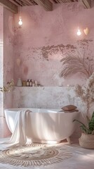 Ethereal Pink Winter Retreat, Luxe Rustic Bathroom