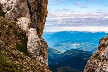 Amaazing morning view from  Große Latemarscharte in the Dolomites