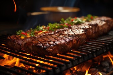 Succulent picanha being cut into the barbecue., generative IA