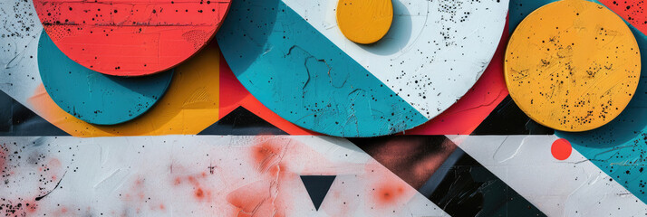 Background with abstract multi-colored bright geometric shapes