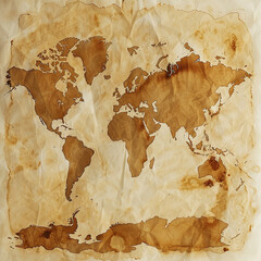 A map of the world is drawn on a piece of paper