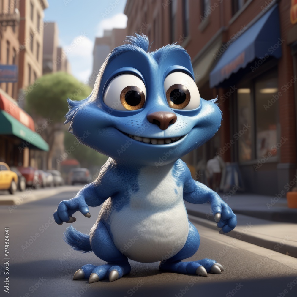 Poster 3d render of a cute cartoon character