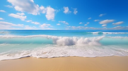 Beautiful panoramic sea scape with surf waves. Beautiful sea.