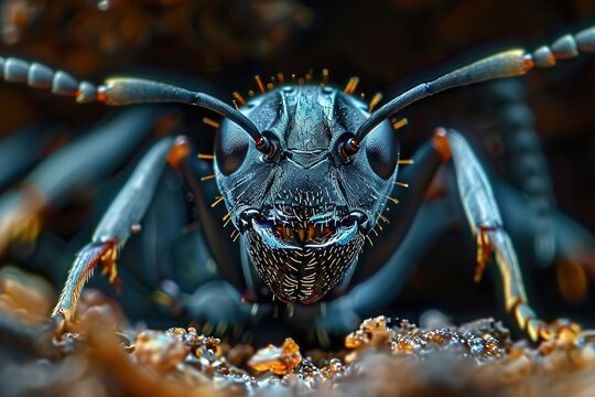 Close-up of a Polyrhachis queenslandica Ant Entering its Nest in Garradunga, Australia