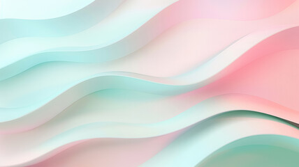 Fototapeta premium Abstract gradient pastel pink and mint background, smooth curves and soft edges. Can be used for backdrop, background, wallpaper, banner, web, and design templates.