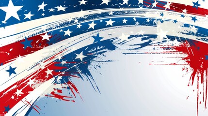 Abstract American flag with paint splatter and stars on light background