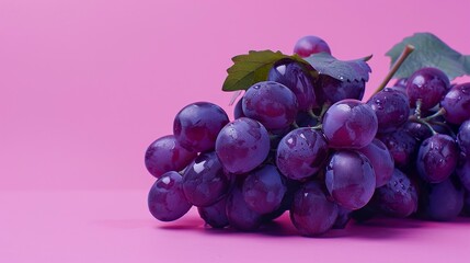 A juicy bunch of grapes on a background of the deep, rich hue of the grape itself. Grape berry shines with a vibrant hue that blends seamlessly into the background.