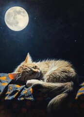 cat and moon