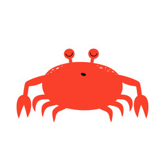 Cute cartoon sleeping crab. Crab sleeps. Vector illustration.