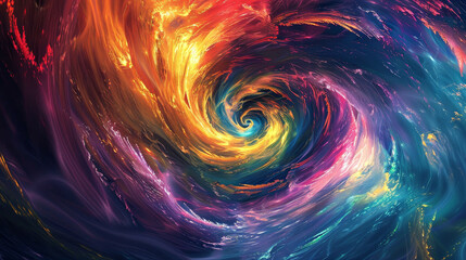 A colorful spiral in space with a blue and yellow swirl