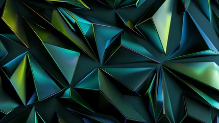 Foto op Aluminium Metal Geometric Abstract Background Mixed with Green Blue Yellow Color © woojooo