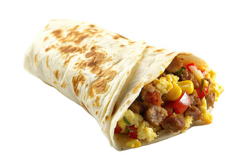 Egg and Sausage Breakfast Wrap Isolated on a Transparent Background 