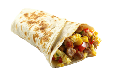 Egg and Sausage Breakfast Wrap Isolated on a Transparent Background 