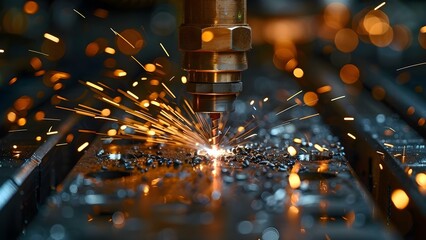 Abstract Background of Welding Sparks and Laser Engraving in Modern Industrial Technology. Concept Industrial Technology, Welding Sparks, Laser Engraving, Abstract Background