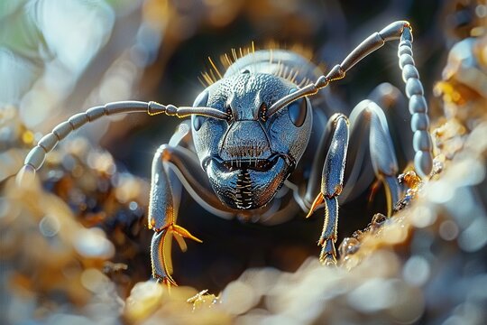 Close-up of a Polyrhachis queenslandica Ant Entering its Nest in Garradunga, Australia