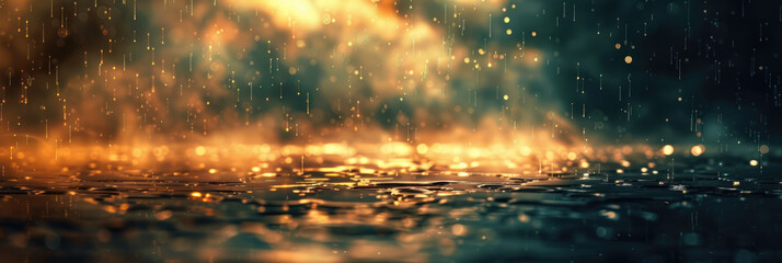 Fototapeta premium Banner rain from heaven. Thunderclouds and drops. Abstract banner