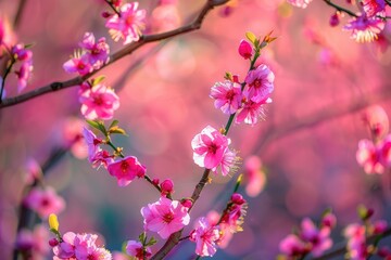 Nature's Wardrobe: A Colorful Landscape with Blooming Flowers and Trees