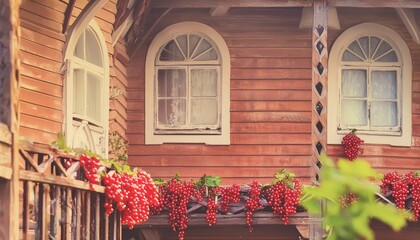 Ripe Red Currant Berries on Vintage Wooden Background: Selective Focus